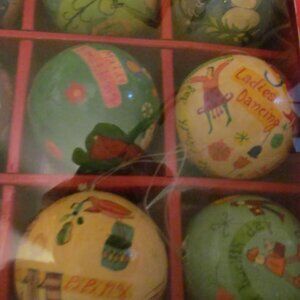 12 days of Christmas ORNAMENTS HAND PAINTED NICE!! crrate & barrell.!!!